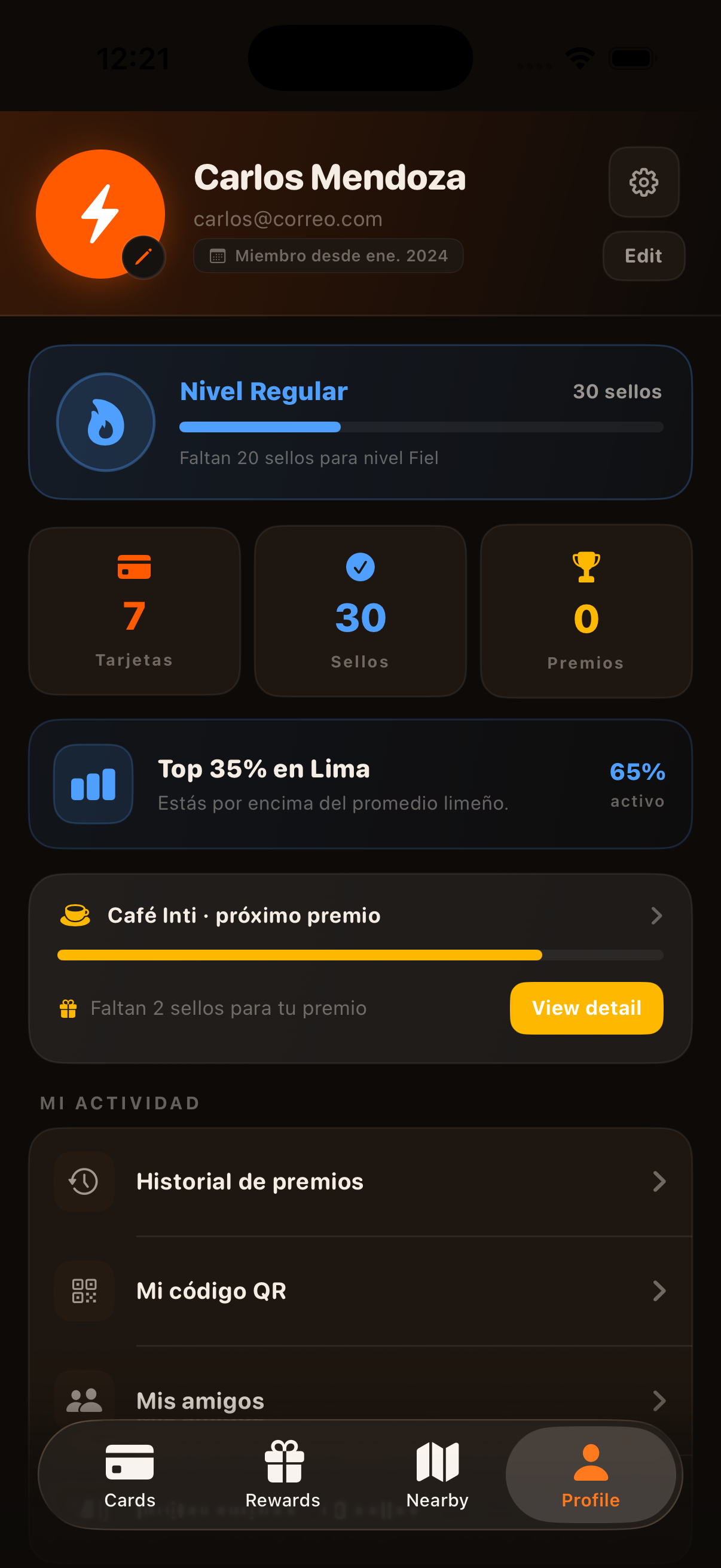 Perfil de usuario
